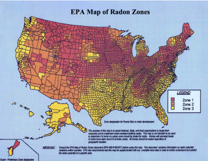 EPA Map of Radon Zones 